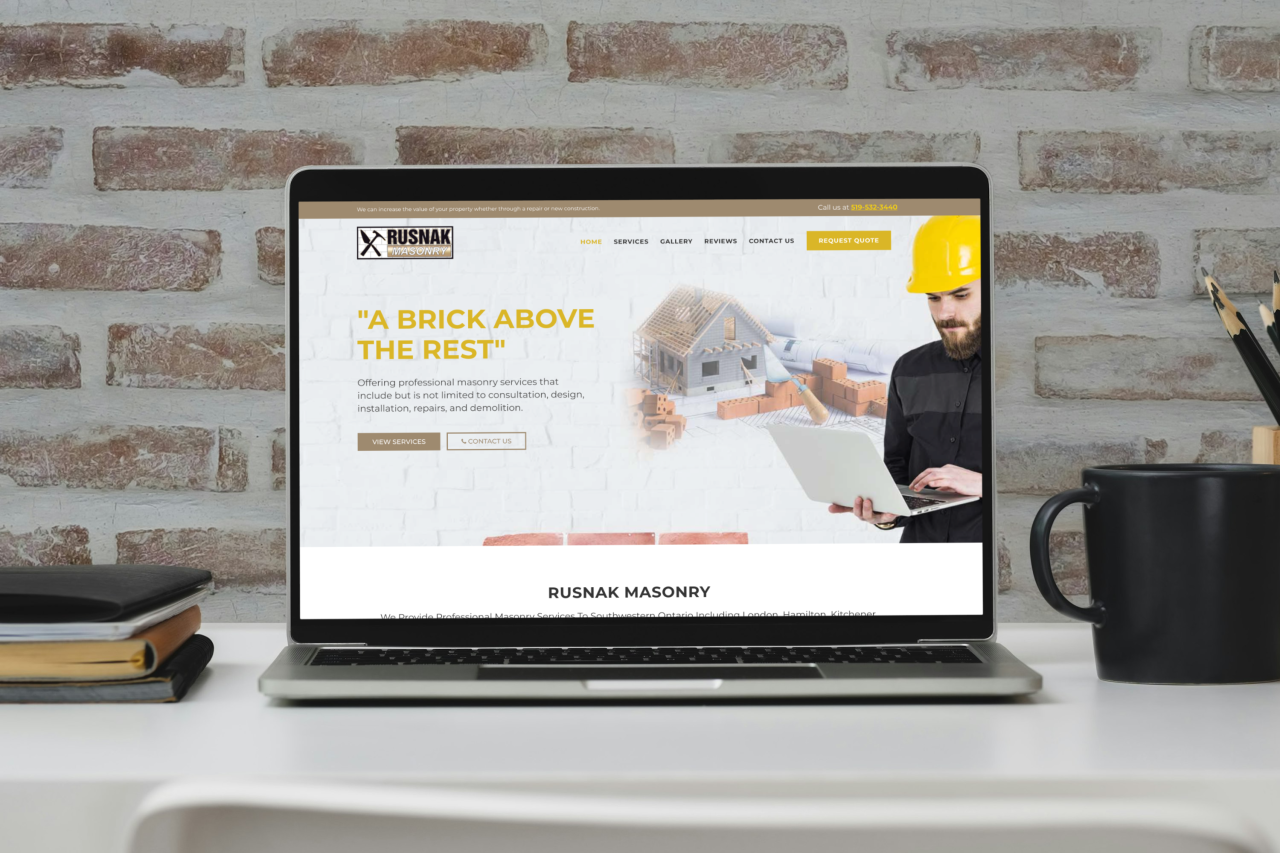 Rusnak Masonry Website Screenshot Mockup
