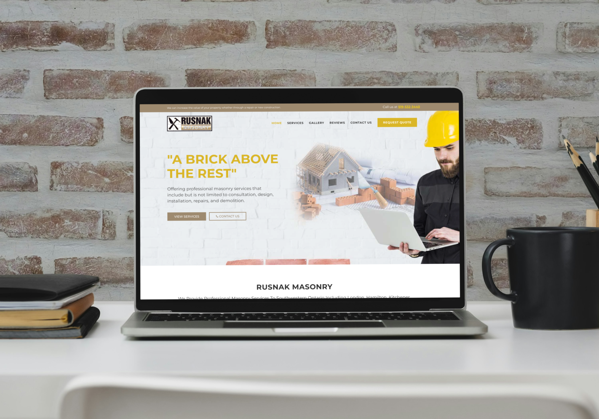 Rusnak Masonry Website Screenshot Mockup